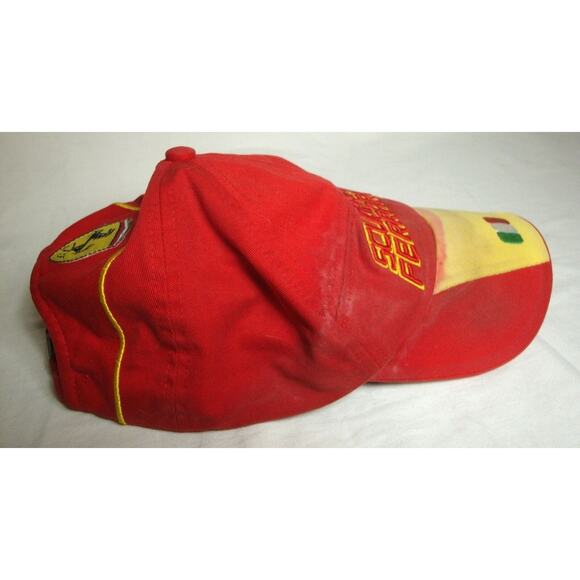Vintage FERRARI Racing Hat Official Scuderia Truckers Baseball Cap Red Yellow - Picture 4 of 5